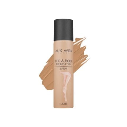 A before-and-after image showing the coverage of the Leg & Body Foundation Spray in Light.